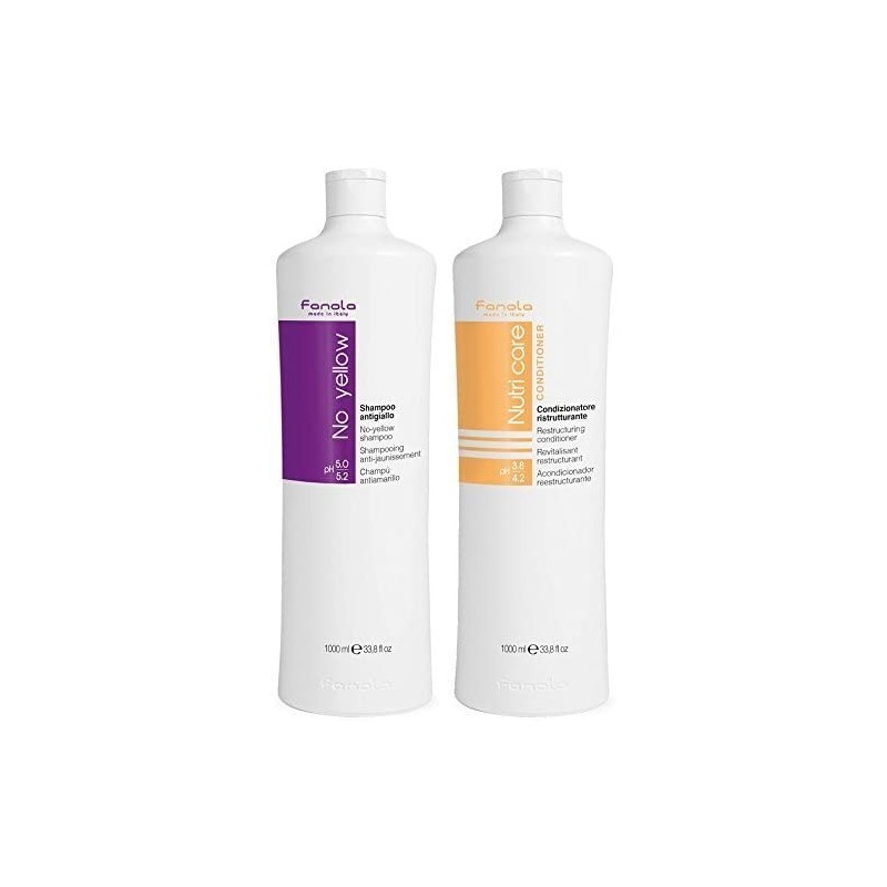 Fanola No Yellow Shampoo Antigiallo + Condizionatore Nutri Care - 2000 Ml