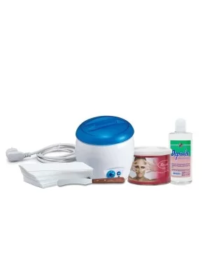 Body waxing kit Wax warmer + Wax pot 400ml + Hair removal strips + After-oil oil + Wooden spatula