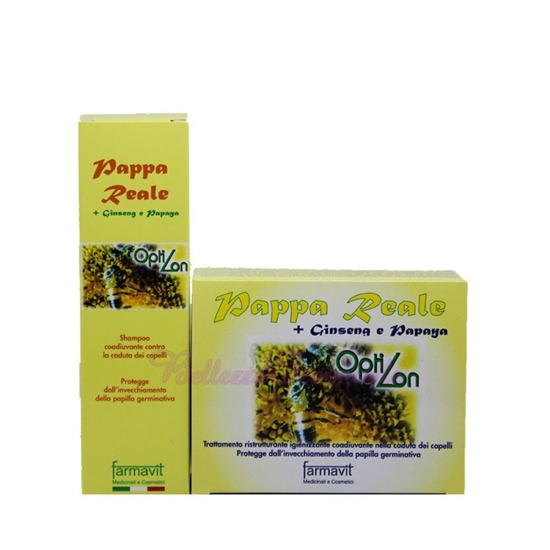 Royal Jelly Anti-Haarausfall-Ampullen + Ginseng und Papaya + kostenloses Farmavit-Shampoo