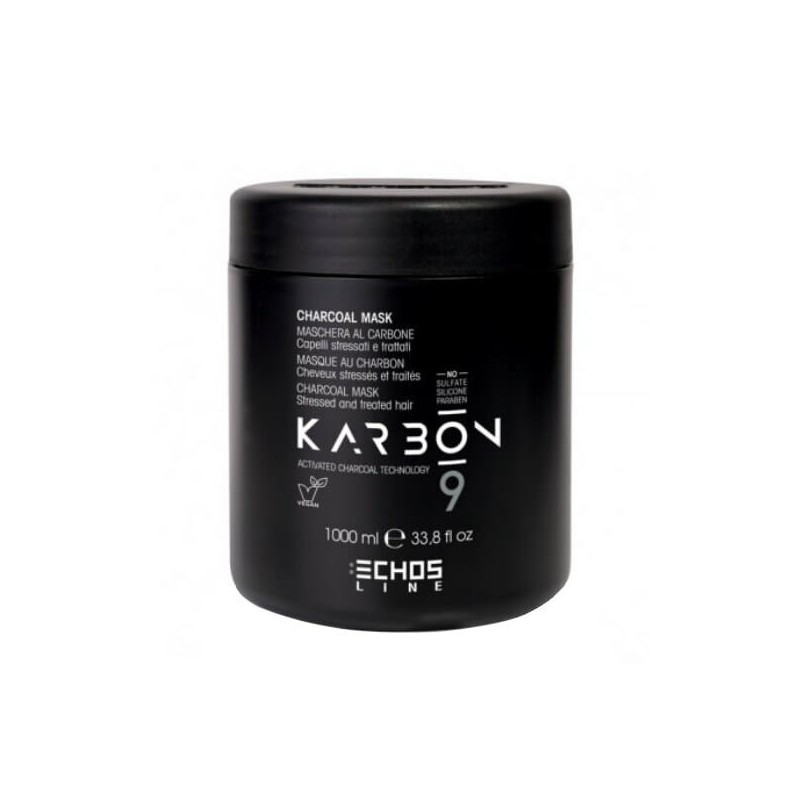 Carbon Mask for Stressed and Treated Straight-Curly Hair 1000ml Echosline Karbon 9