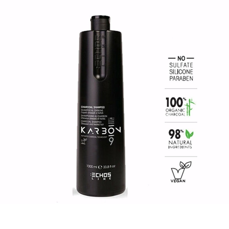 Karbon 9 - Charcoal shampoo for stressed and treated hair 1000ml Echosline