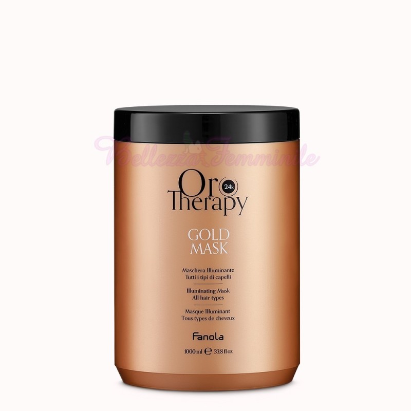 24k pure gold hair mask with argan oil 1000 ml - Fanola Oro Therapy