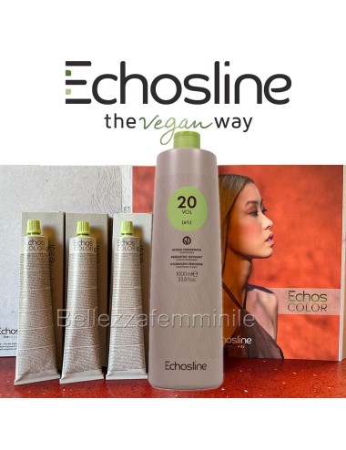 Hair color cream dye 100 ml 3x tube + oxygen 20 vol of 1000 ml Echosline without PPD and Resorcina