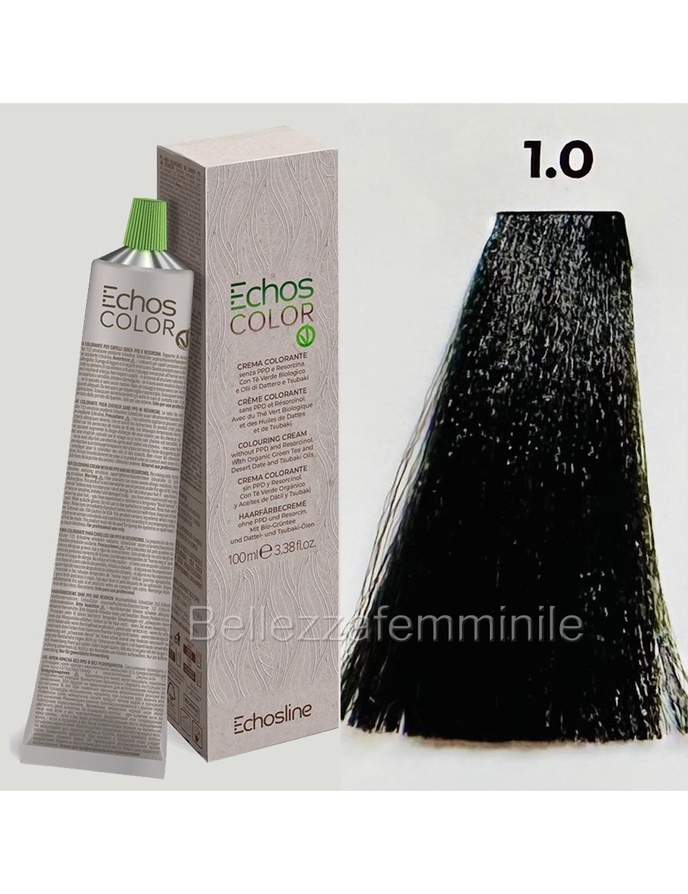 Tinte para el cabello en crema 100 ml 3x tubo + oxígeno 20 vol de 1000 ml Echosline sin PPD y Resorcin