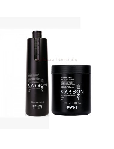 Karbon 9 Charcoal Shampoo and Mask 1000ml for stressed and treated hair Echosline