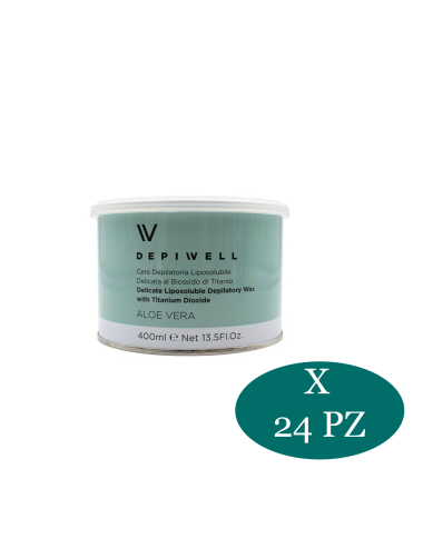 Depiwell Aloe Vera Delicate Depilatory Wax Face-Body Jar 400ml 24pcs
