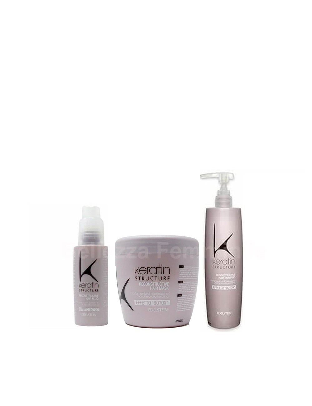 Kit Capelli Shampoo 750 ml+Maschera 500ml +Fluido 100ml Edelstein Effetto Botox