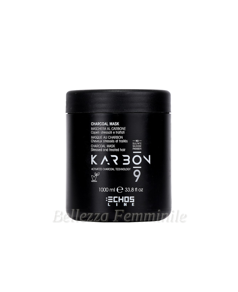 Maschera Capelli al Carbone - Liscio-Ricci - Stressati e Trattati - 1000ml - Echosline Karbon 9