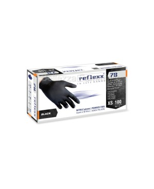 Professional Black Nitrile Hand Gloves - Reflexx 78 - Size XS