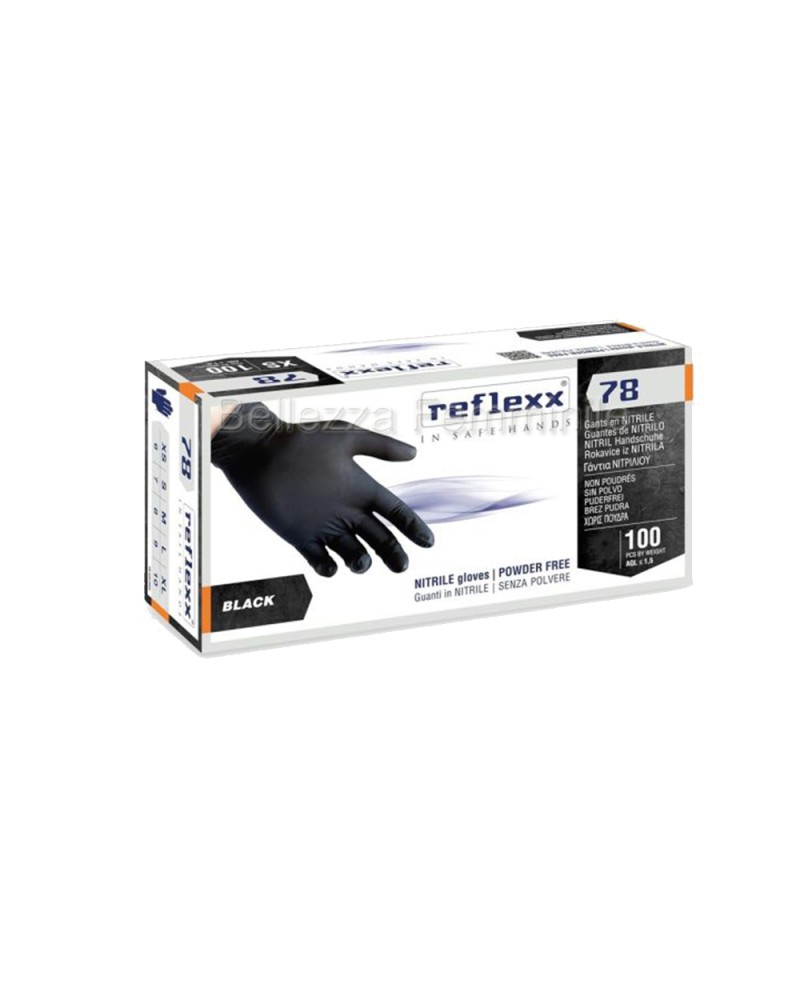 Professional Black Nitrile Hand Gloves - Reflexx 78 - Size L