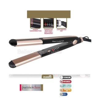 Professional Tourmaline Hair Straightener with External Heat Conducting Inserts RUP602c Black - Retrò Upgrade