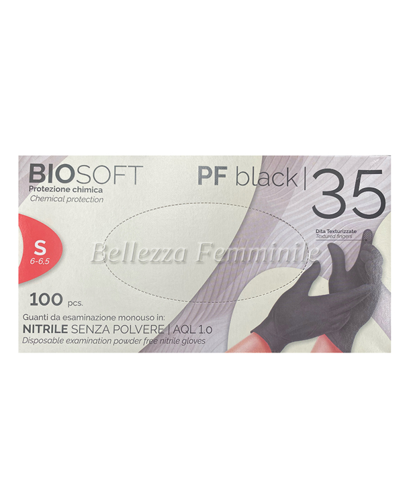 Nitrile Hand Gloves - Black - Size S - Biosoft - 35pcs