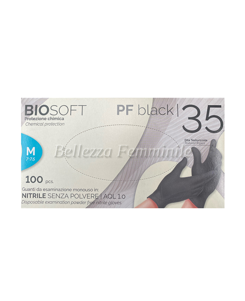 Guanti Mani In Nitrile - Neri - Misura M - Biosoft - 35pz