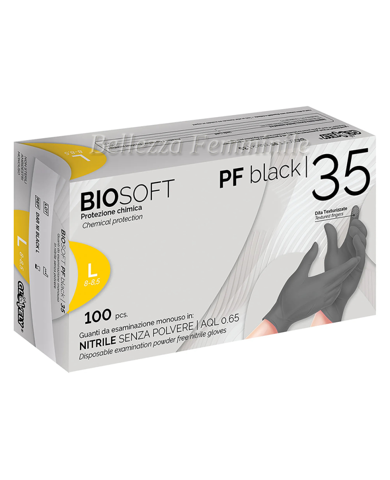 Nitrile Hand Gloves - Black - Size L - Biosoft - 35pcs