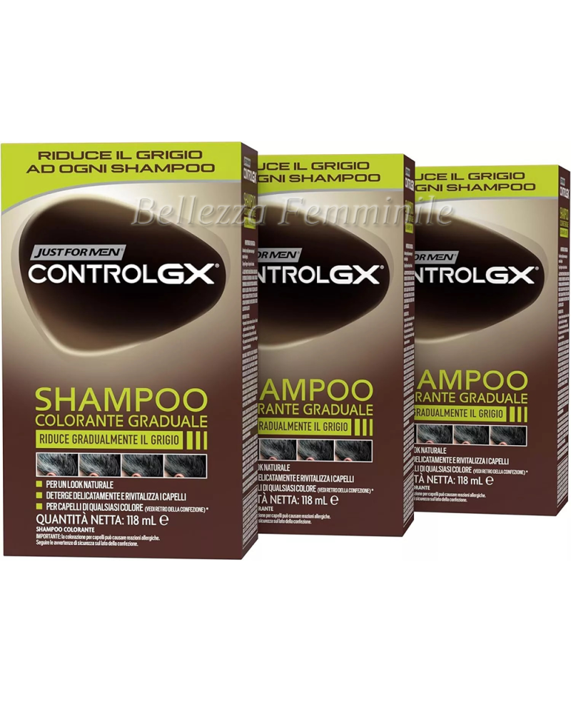 Shampoo Capelli Colorante - Uomo Just For Men - Control GX - 3pezzi da 118ml