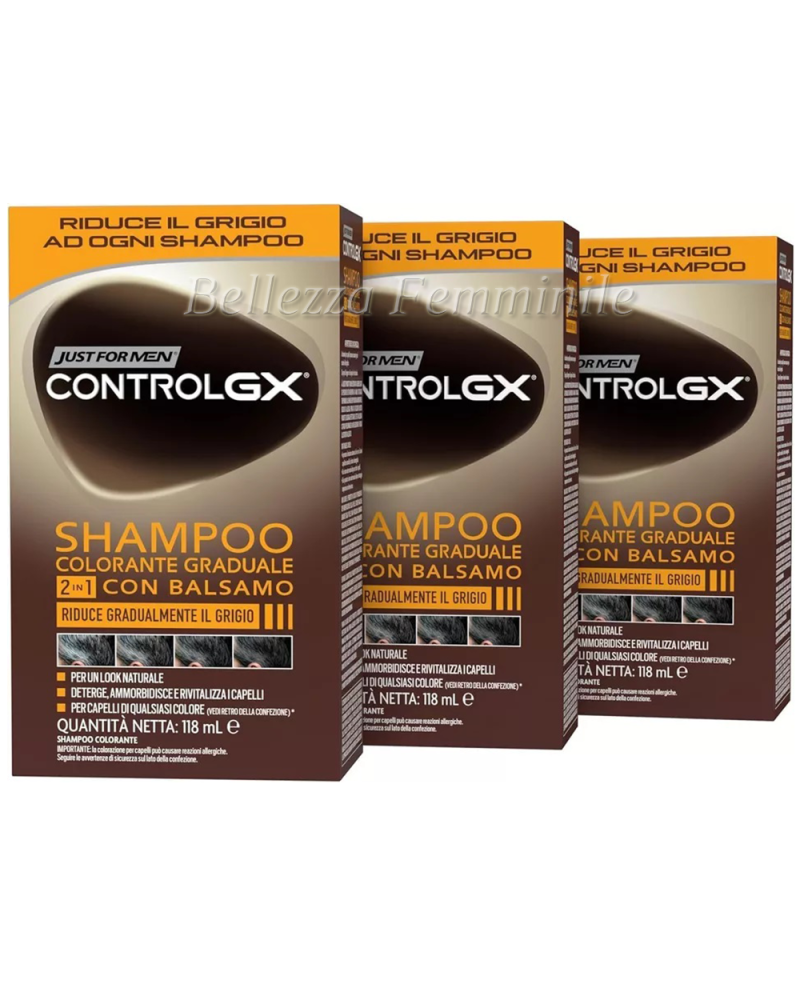 Shampoo Colorante Uomo, 2-In-1 Con Balsamo Just For Men Control GX 118ml