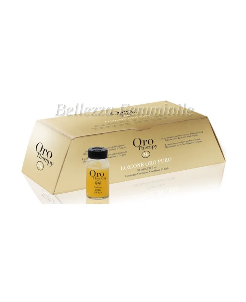 Lozione per Capelli Lisci-Ricci all'olio di Argan 12 Fiale da 10 ml Fanola Oro Therapy