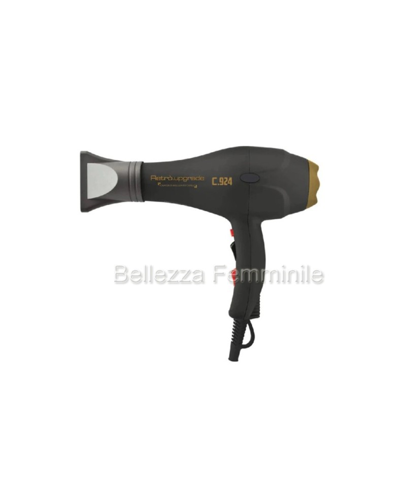 Phon Asciugacapelli Capelli Professionale C.924 - Retro.Upgrade - 2100W Nero