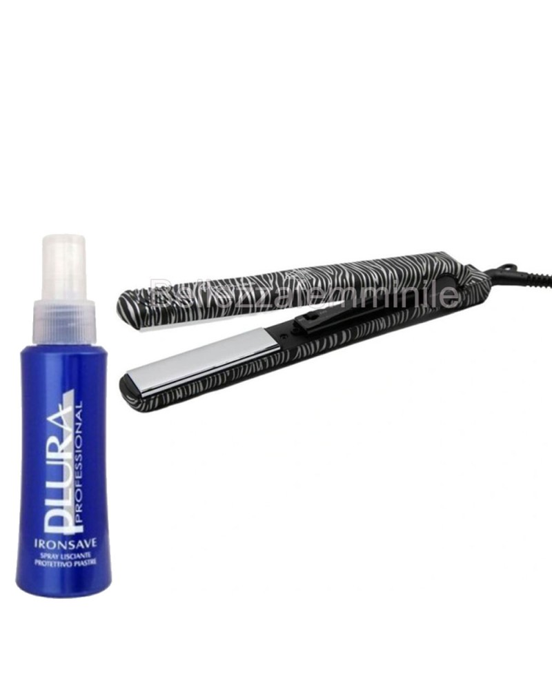 Straight-Curly Hair Straightener - Perfect Waves CORIOLISS C-STYLE SILVER ZEBRA + Free Heat Protection Spray