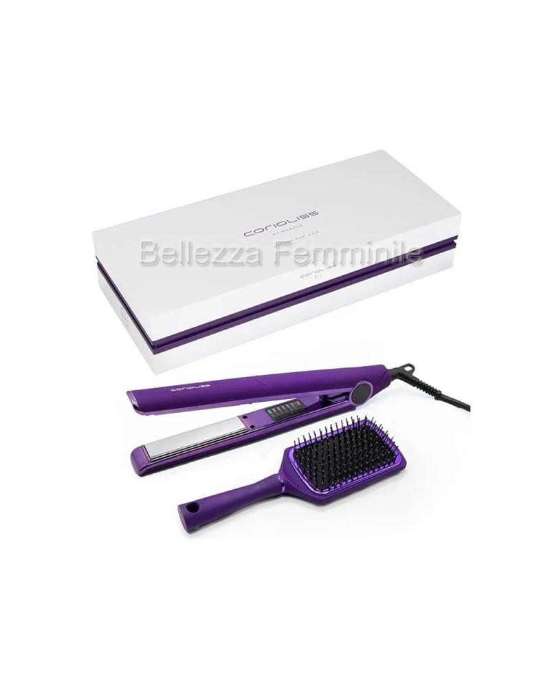 Hair Straightener + Hairbrush Kit C1 Chrome Corioliss Purple