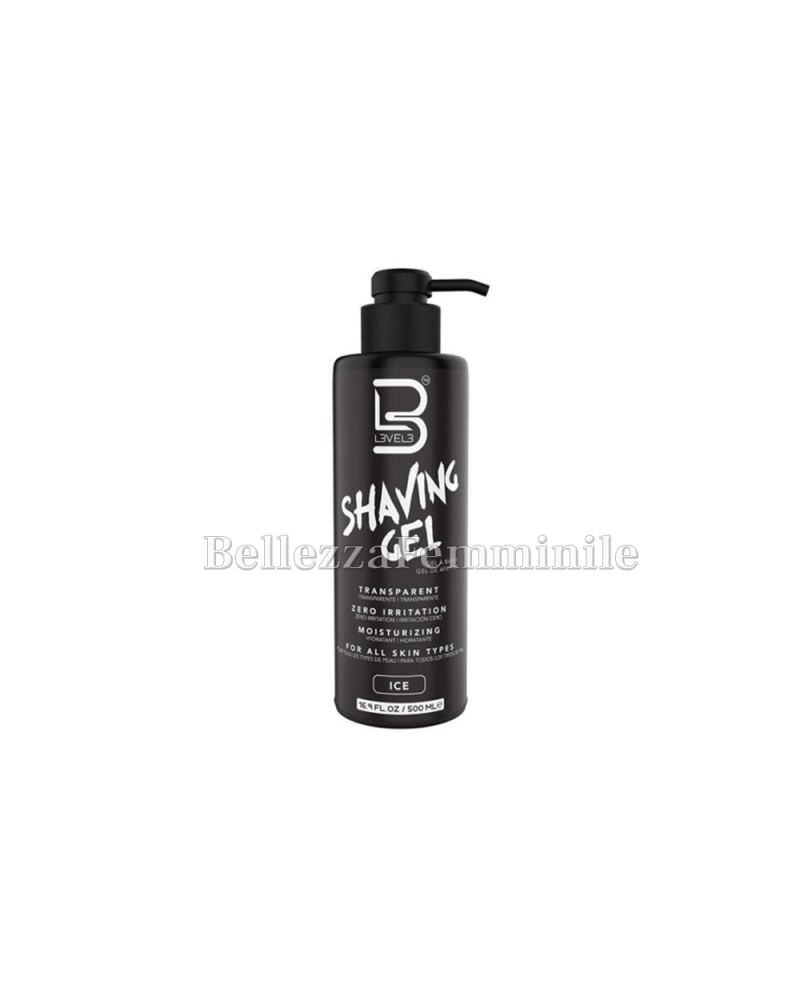 Gel Barba Trasparente invisibile da Rasatura Shaving Gel Ice 500ml Level3 LV3