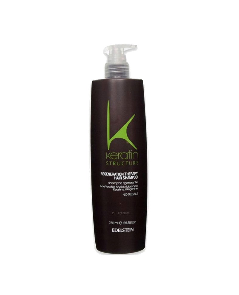 Shampoo Capelli Rigenerante - Ristrutturante - con Aloe Vera Bio, Acido Ialuronico, keratina ed Regenine 750ml Edelstein