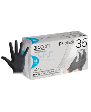 Nitrile Hand Gloves - Black - Size L - Biosoft - 35pcs