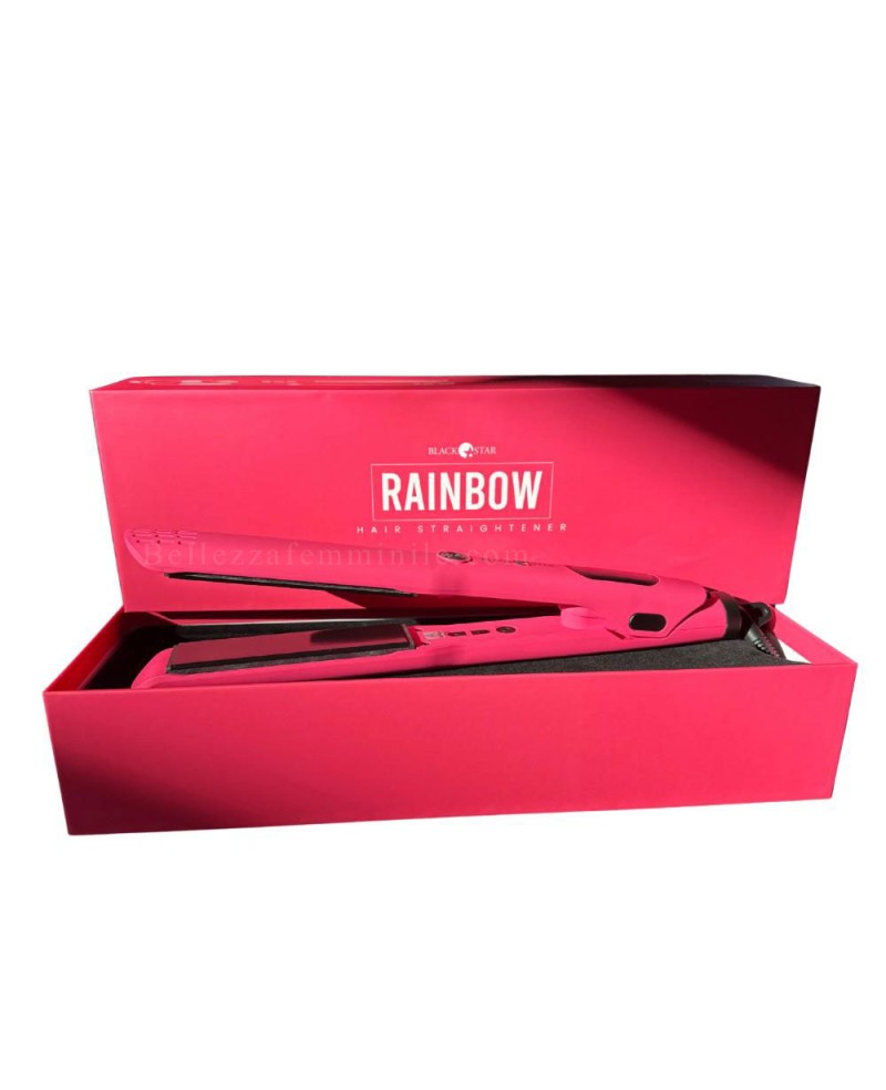 Professional Straightening, Curling, and Wavy Hair Straightener, Fuchsia, RAINBOW Black Star, Size M